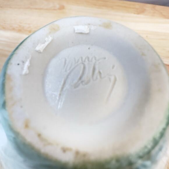 Louise Reding Studio Pottery Porcelain Vase Crystalline Glaze Green Signed 4” - Picture 11 of 14